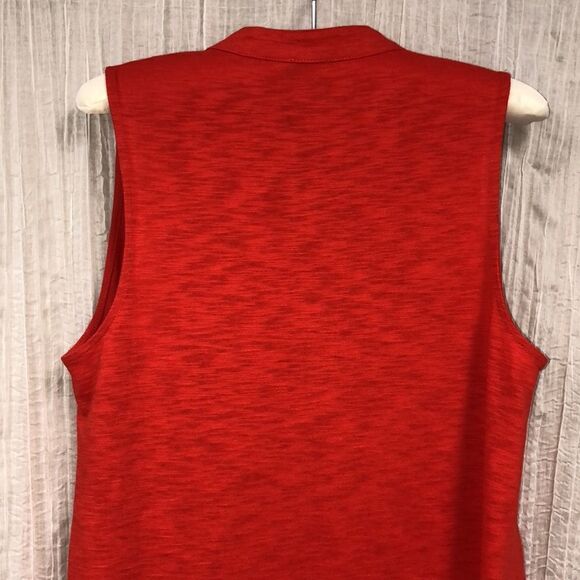 Chicos M Cotton Blend Sleeveless V-Neck Vibrant Red Hanky Style - Picture 2 of 11